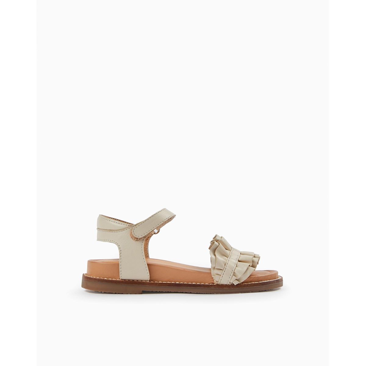 Sandales en cuir avec volants fille island club blanc Zippy La