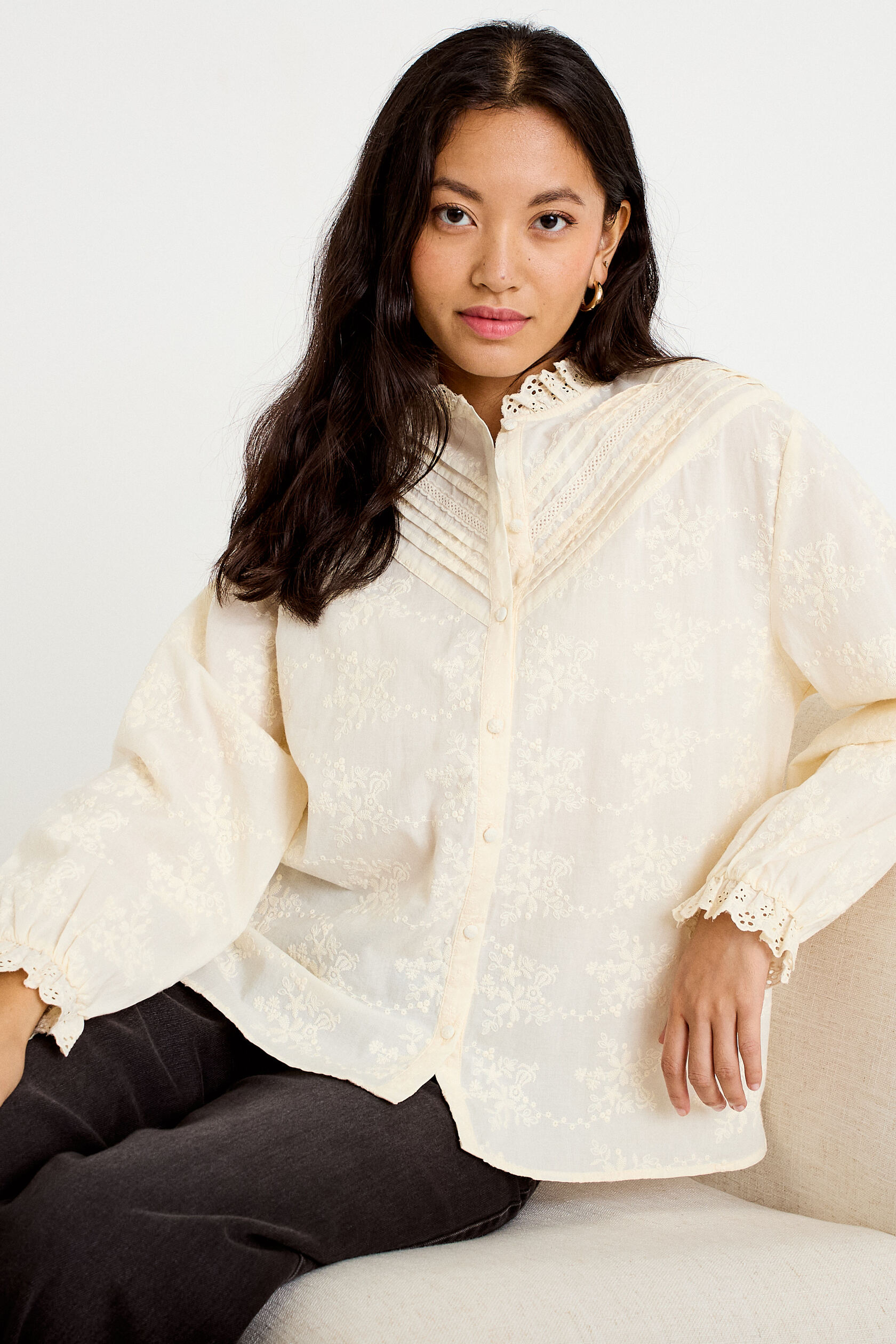 Blouse ample col montant manches longues, CACHE CACHE