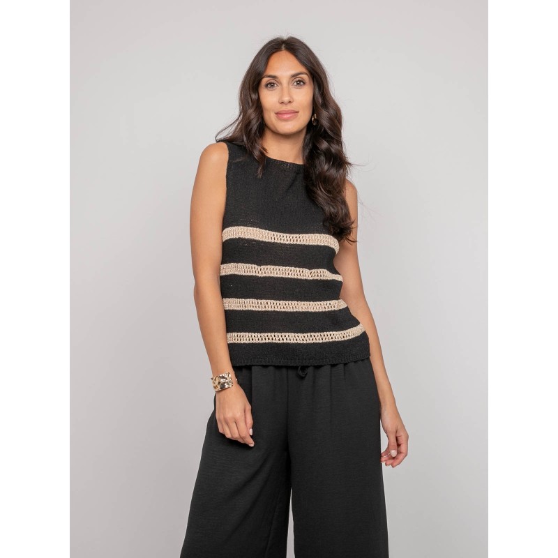 Pull Sans Manches Rayures Fil textile Kavia, DONA LISA