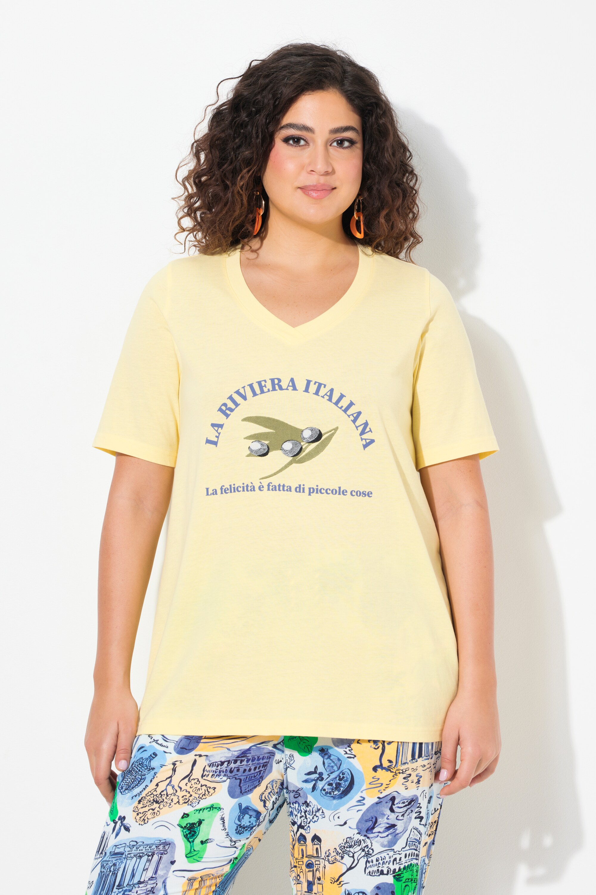 T-shirt brodé. Manches courtes, ULLA POPKEN