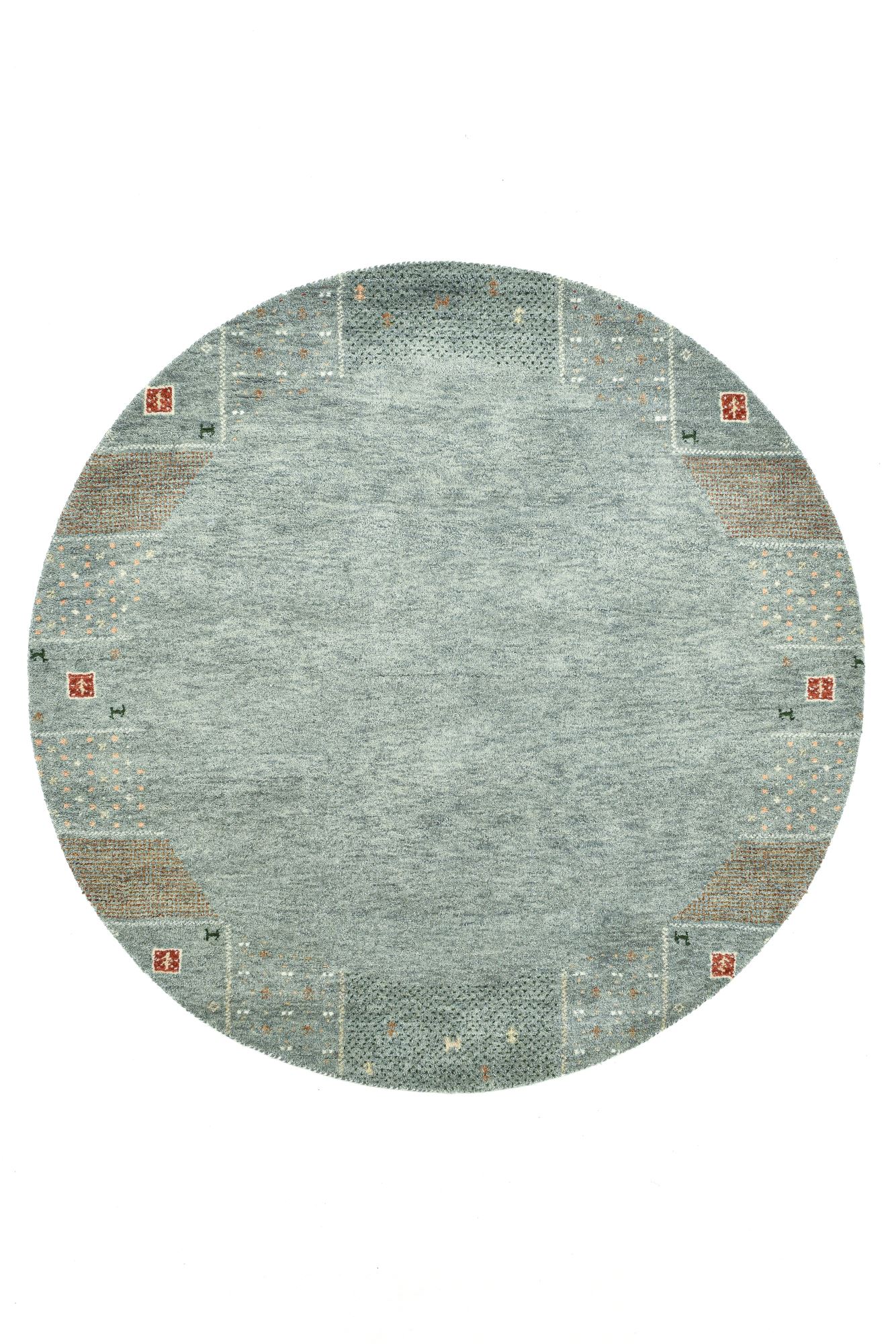 Tapis salon Denver noué main laine, rond, THEKO