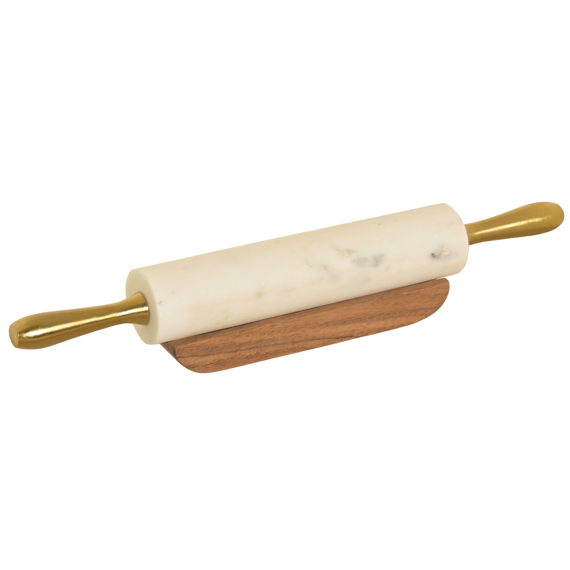 Rouleau à Pâtisserie en marbre blanc et bois d'acacia 45x5.5x8cm, WADIGA