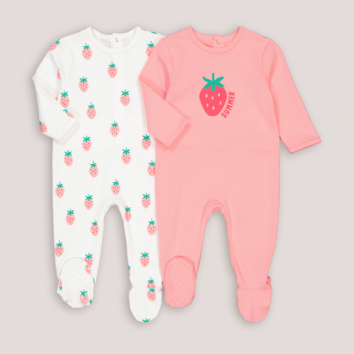 Pack of 2 Sleepsuits in Strawberry Print Cotton