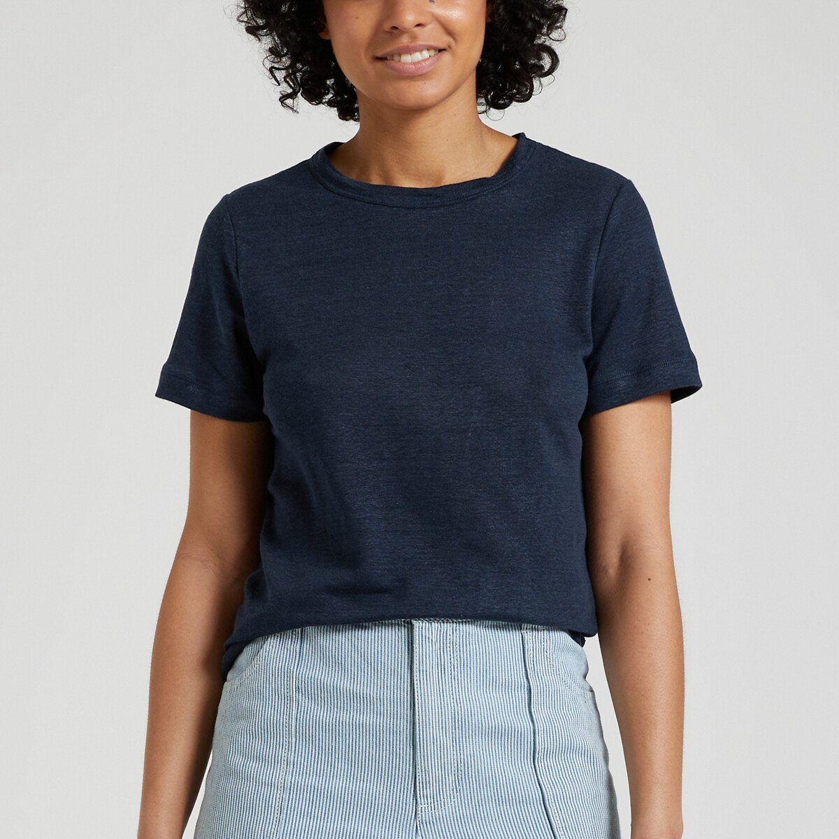 Iconic T-shirt, ronde hals, linnen jersey