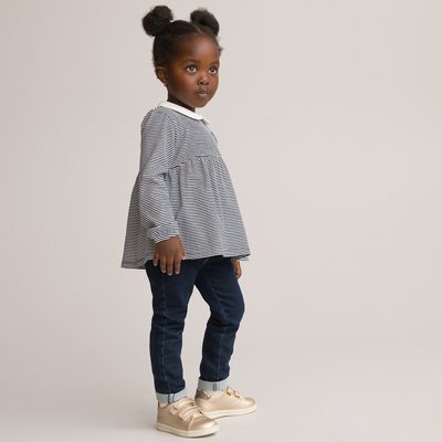 Pack of 2 T-Shirts in Cotton with Peter Pan Collar and Long Sleeves LA REDOUTE COLLECTIONS
