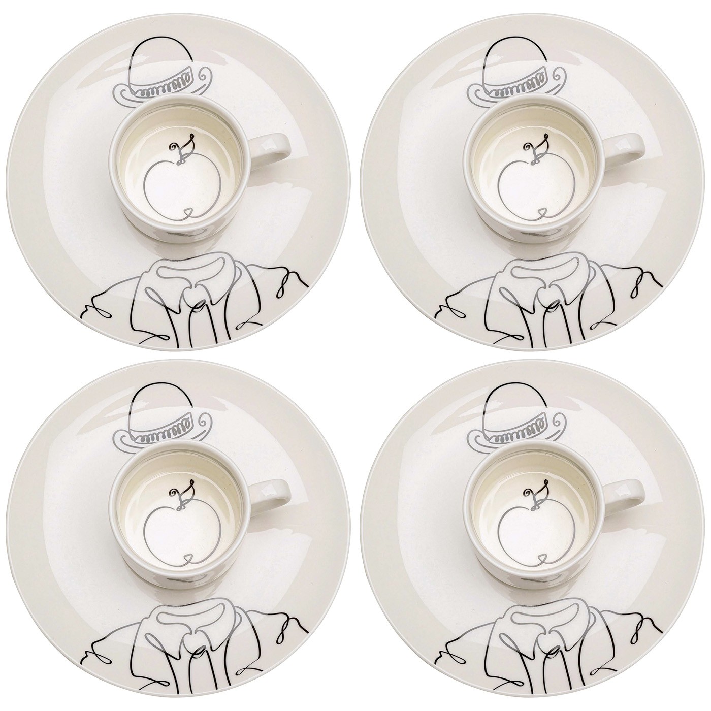 Lot de 4 tasses à café pomme, FAVOLA, KARE DESIGN