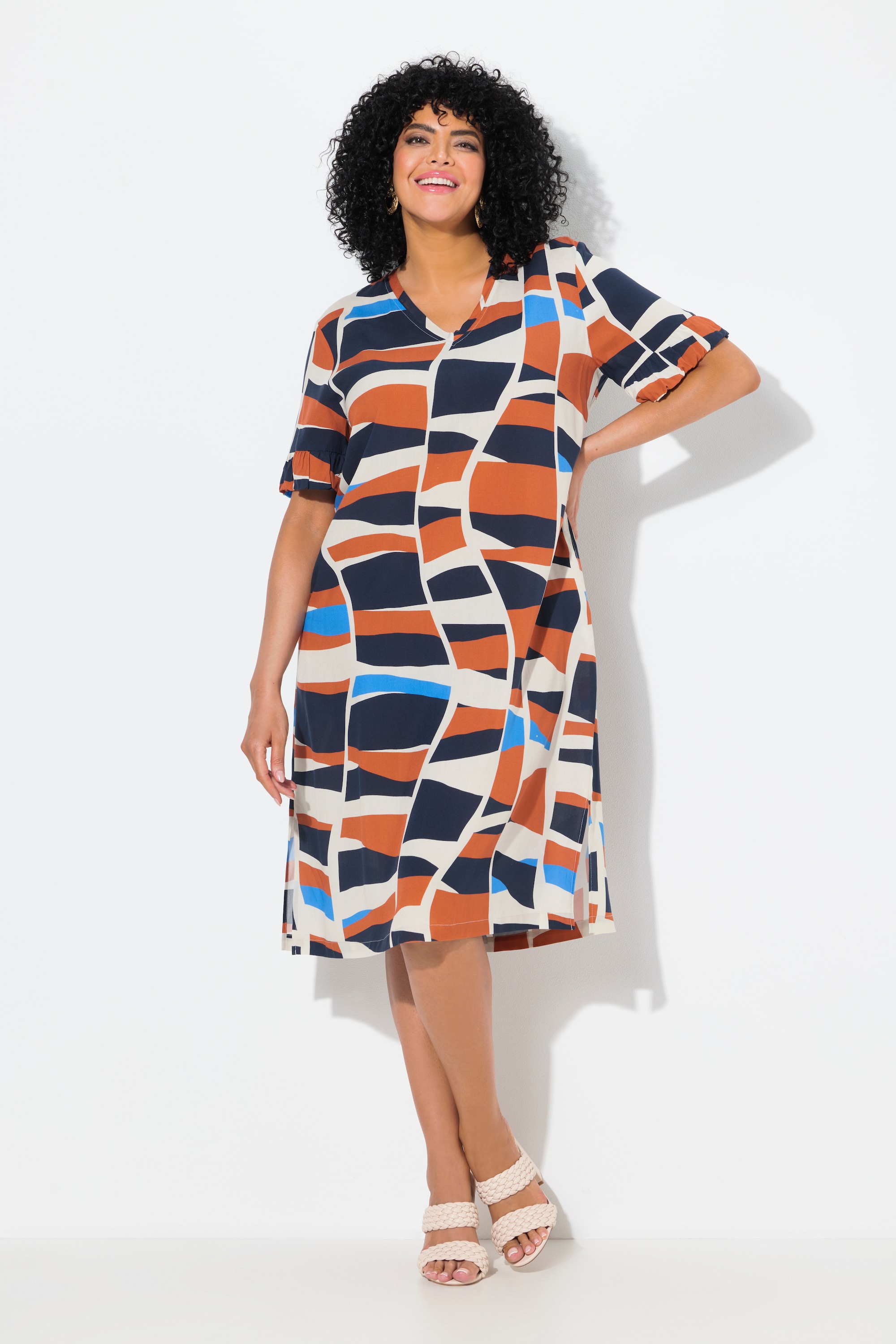 Robe à imprimé graphique. Col en, ULLA POPKEN