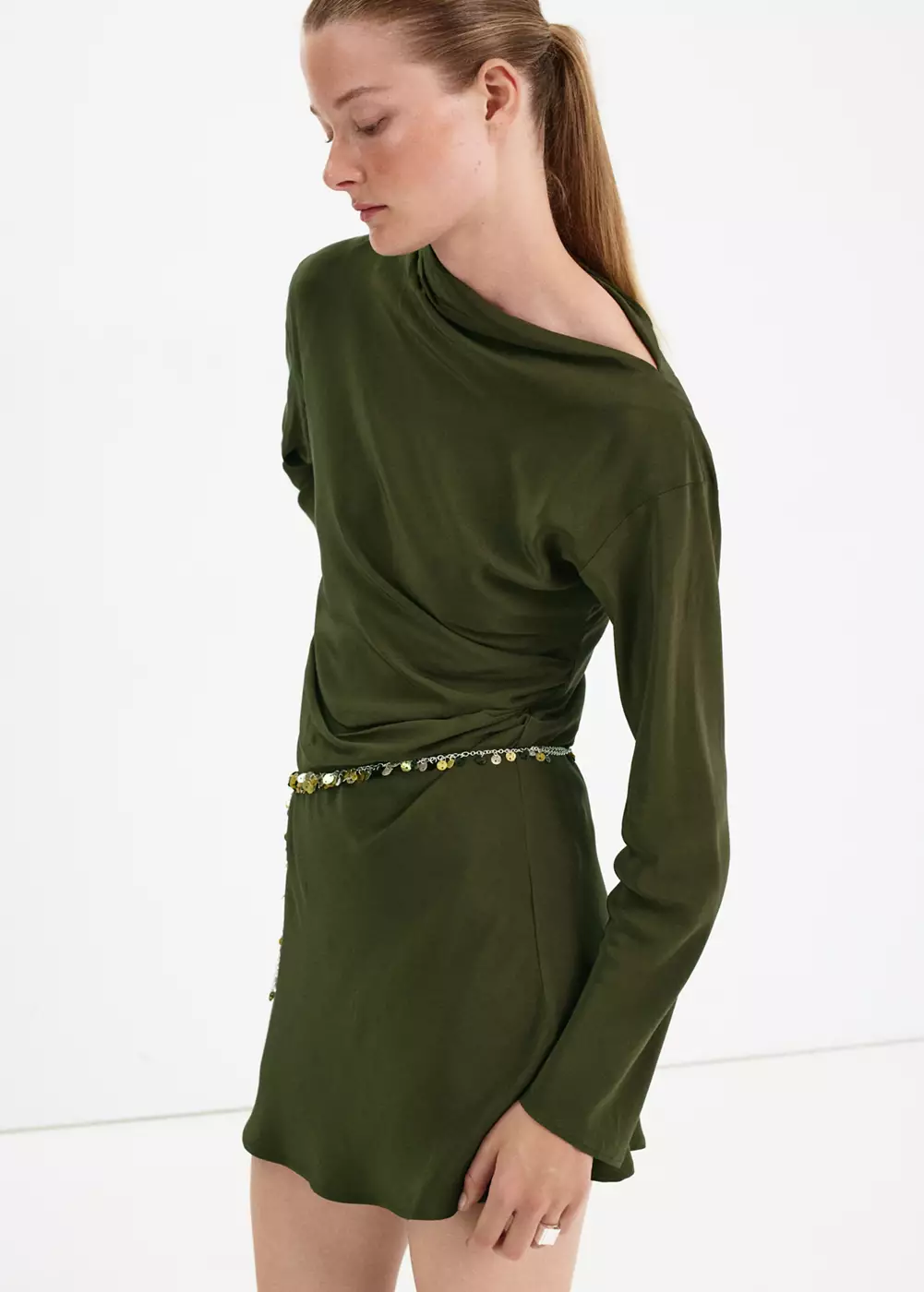 Robe col bateau froncée, MANGO