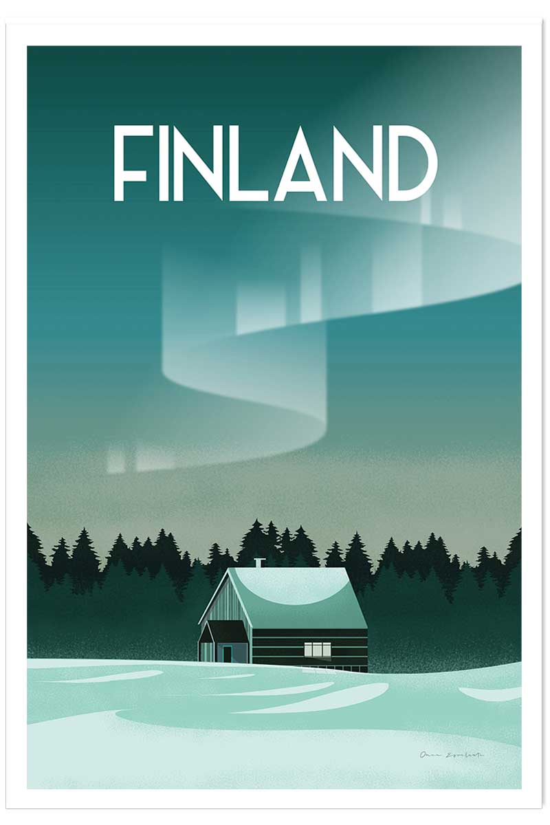 Affiche voyage laponie finlandaise, HEXOA