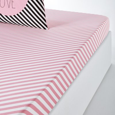 Paris Forever Striped 100% Cotton Fitted Sheet LA REDOUTE INTERIEURS