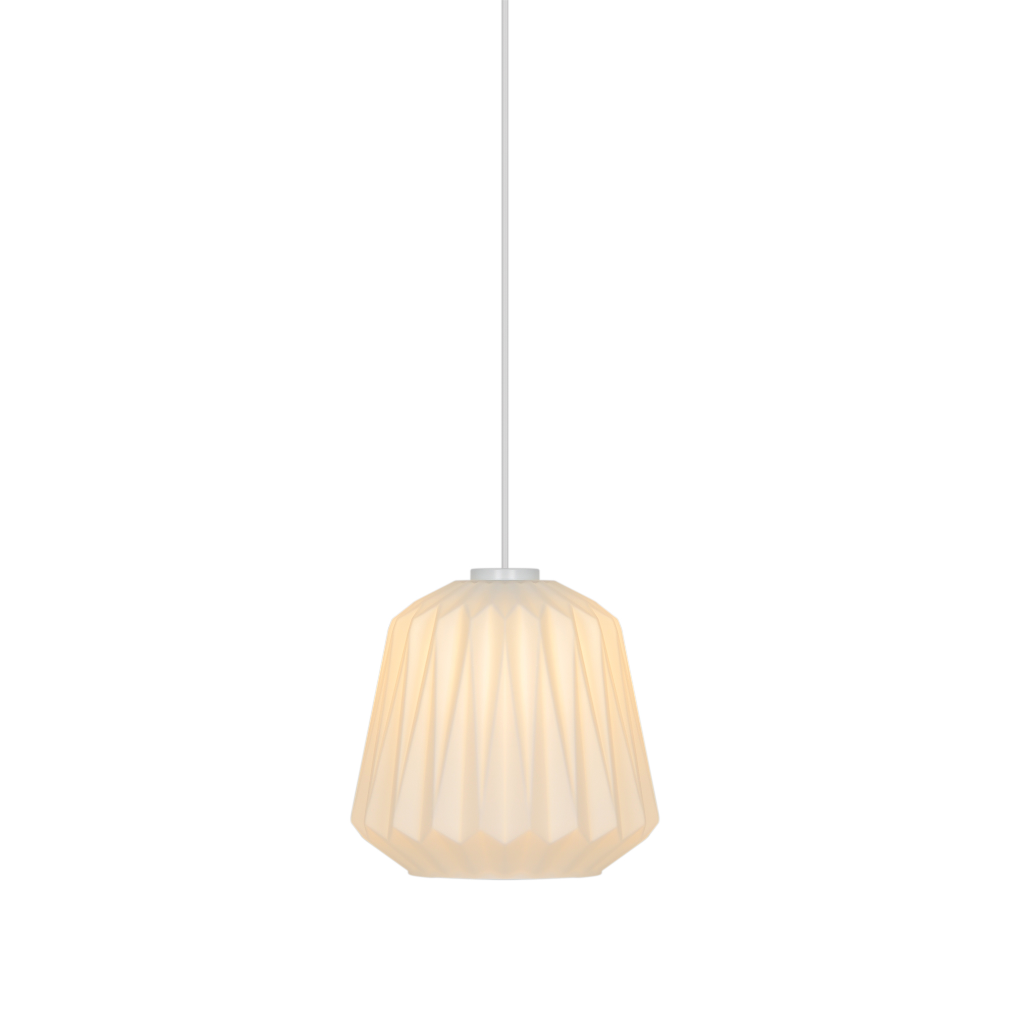 Suspension détails plissés subtils en verre opale, ELBIE, NORDLUX