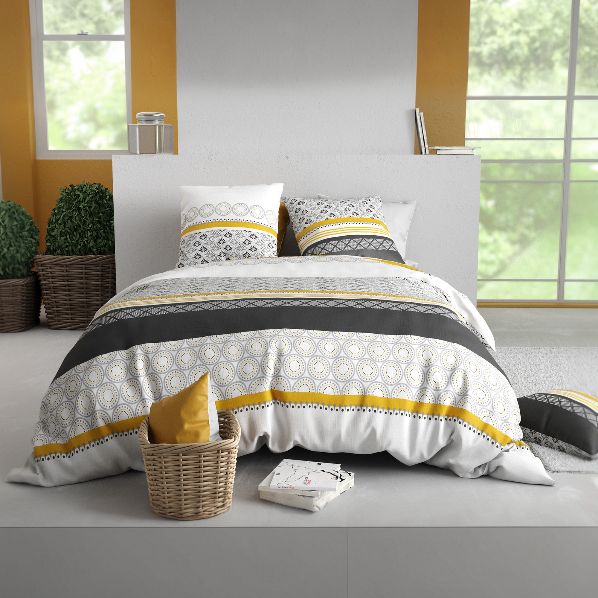 Parure de lit - Housse de couette + taie 100% Coton 57 fils, EDEN