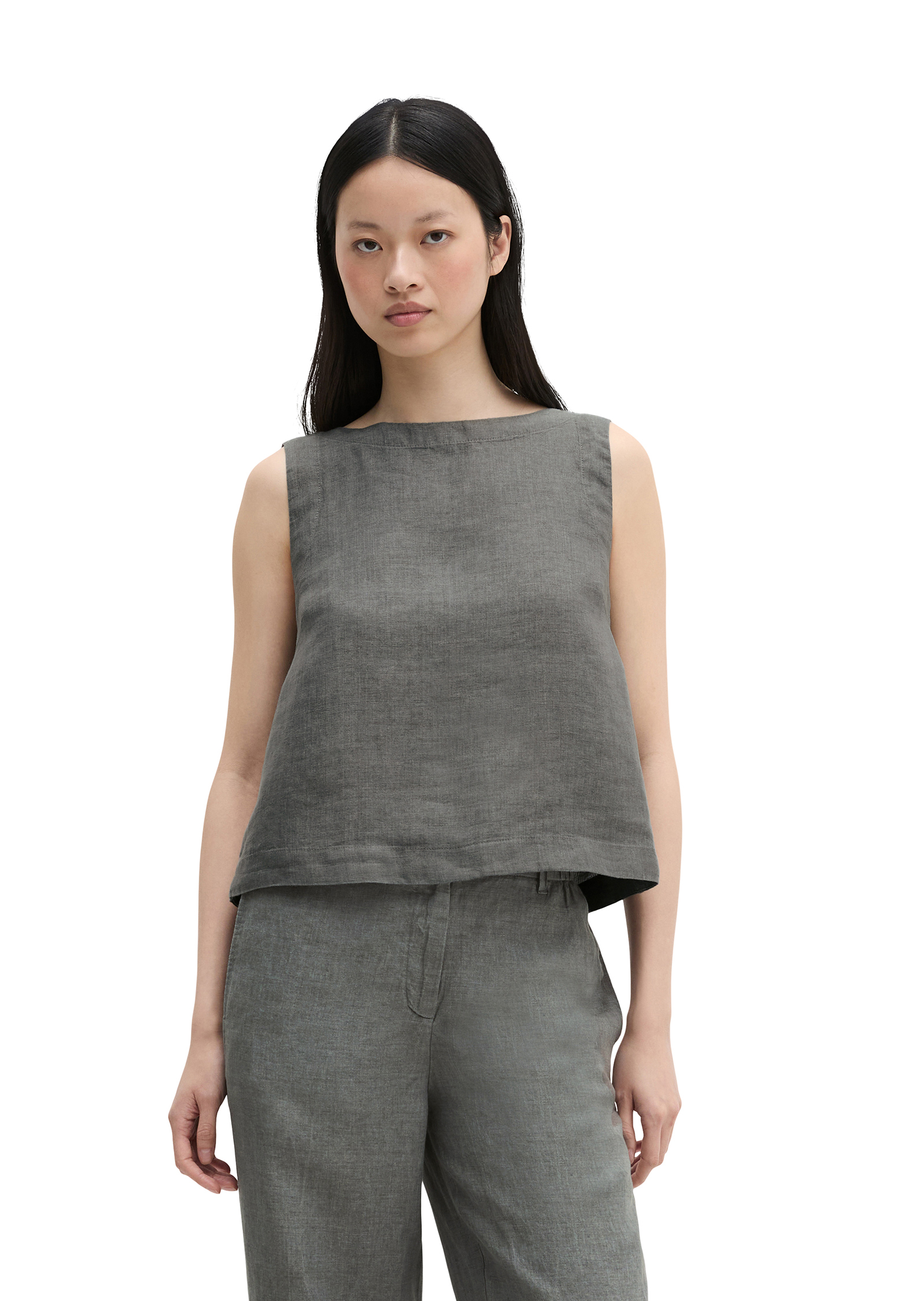Blouse en lin sans manches regular avec des liens à nouer dans le dos, MARC O'POLO