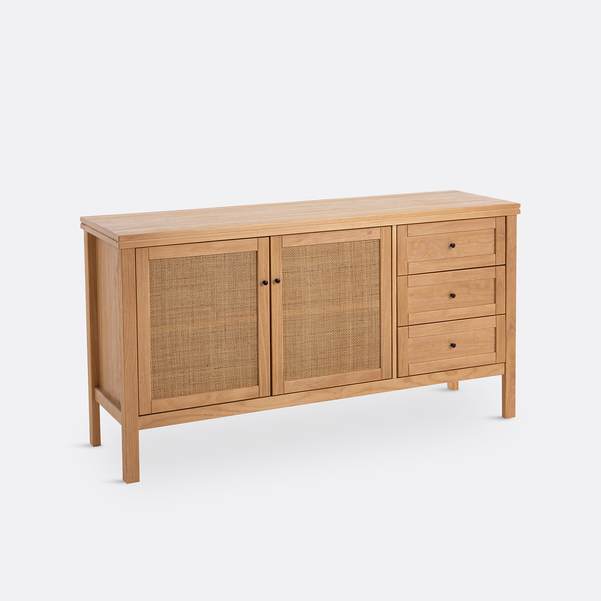 Buffet Pin Massif Et Cannage, 2 Portes, 3 Tiroirs, GABIN