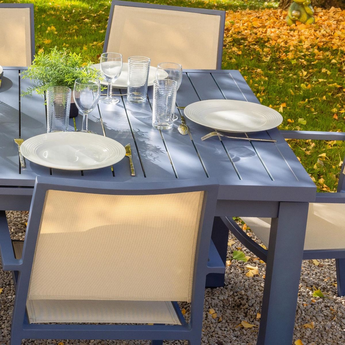 Table de jardin extensible 8/10 personnes SANTORIN gris bleuté