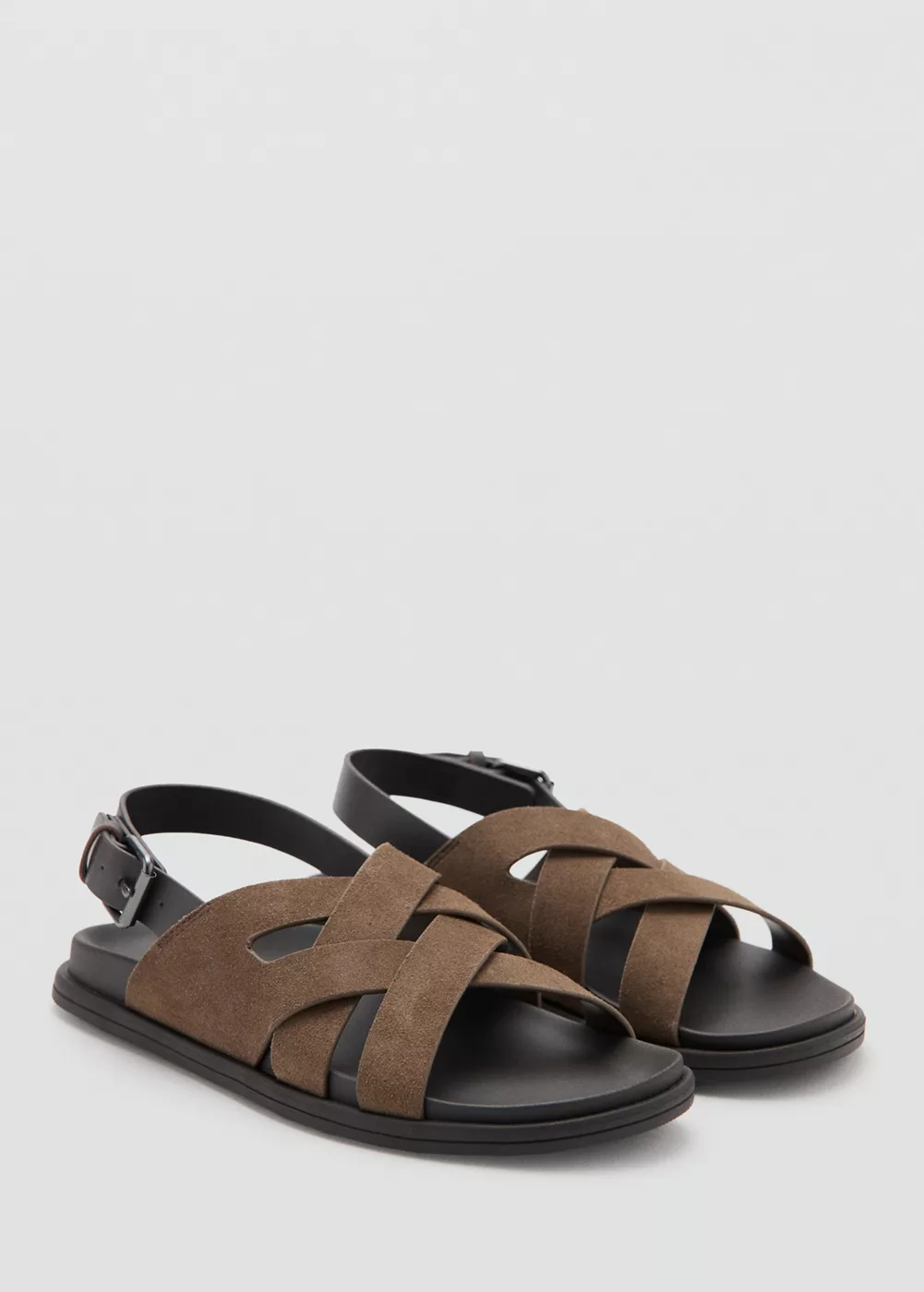 Sandales cuir suède lanières croisées, MANGO MAN