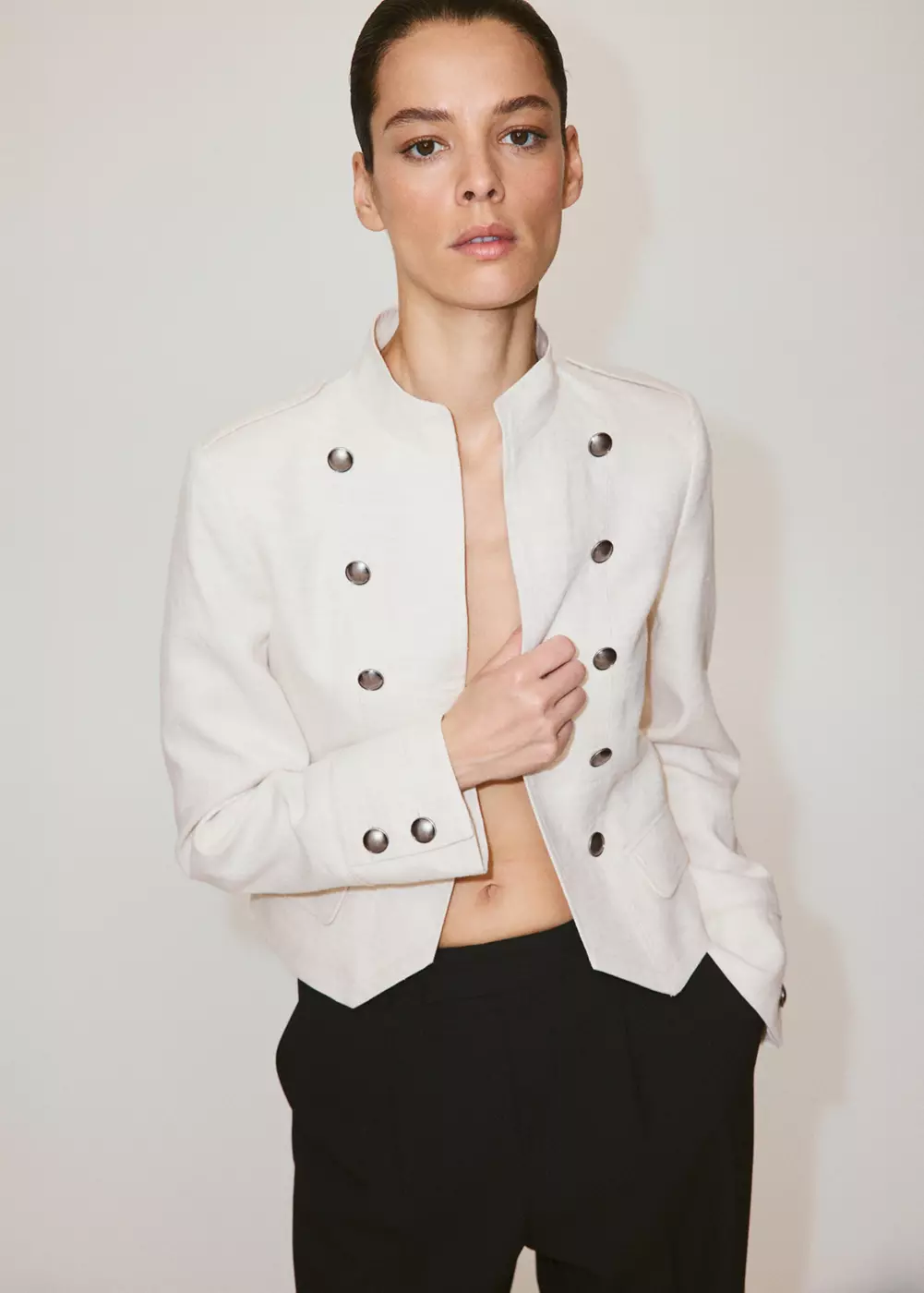Veste 100 % lin à boutons, MANGO