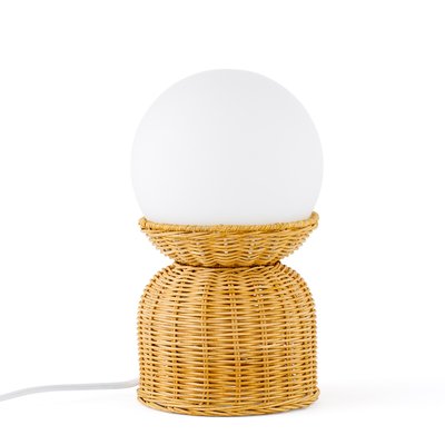 Proviny Rattan and Opaline Glass Table Lamp LA REDOUTE INTERIEURS