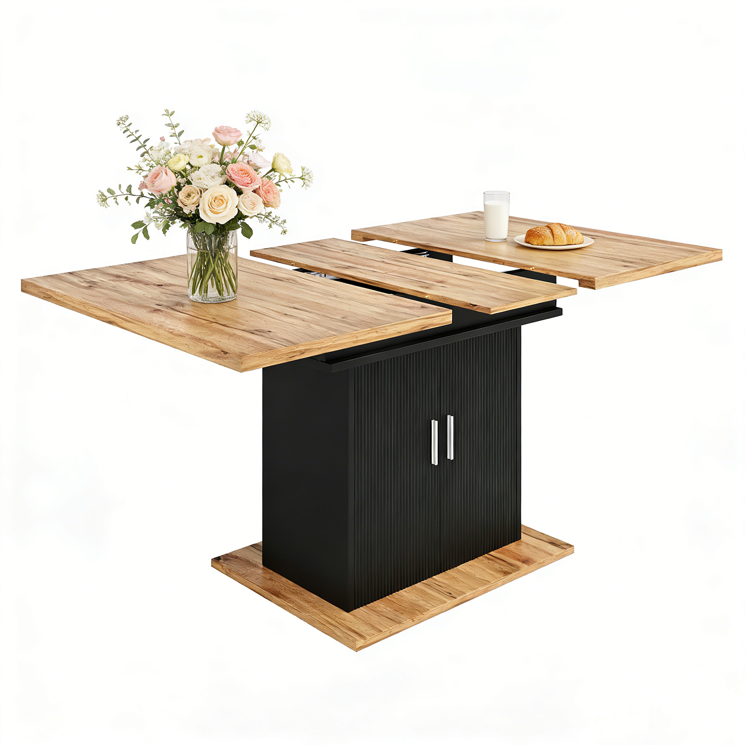 Table à manger extensible à allonge papillon intégrée, ZARAE, MEUBLES COSY