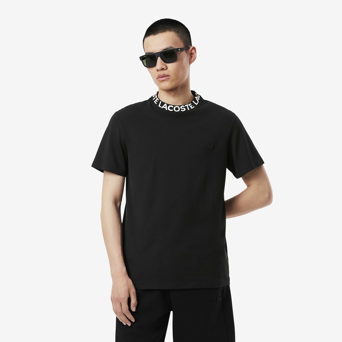 T-shirt regular fit stretch avec col jacquard