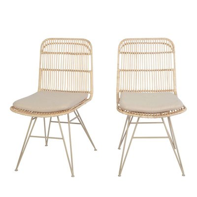 Lot de 2 chaises design en rotin pieds beiges - Uyuni DRAWER