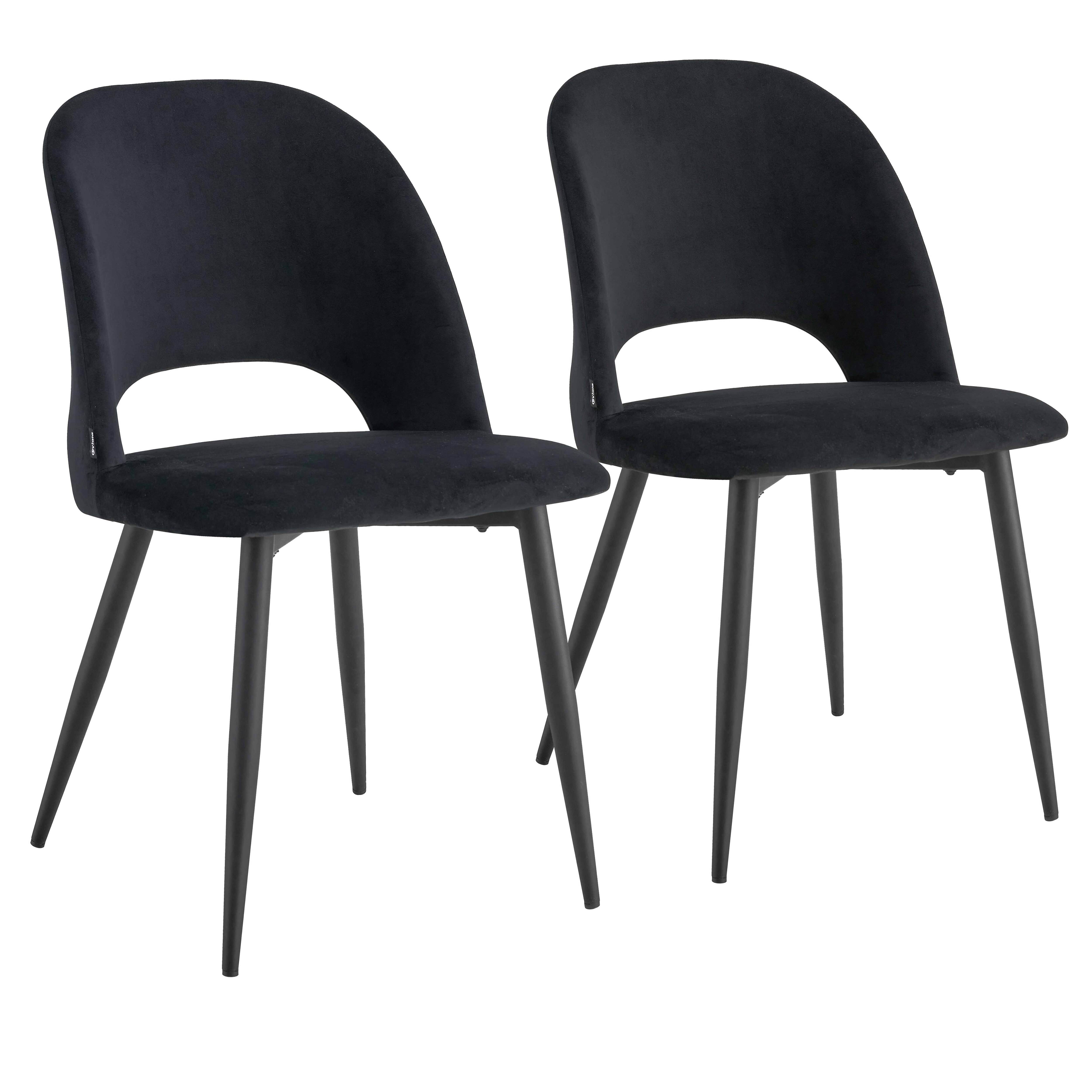 Lot de 2 chaises en acier et velours, LOU, OVIALA