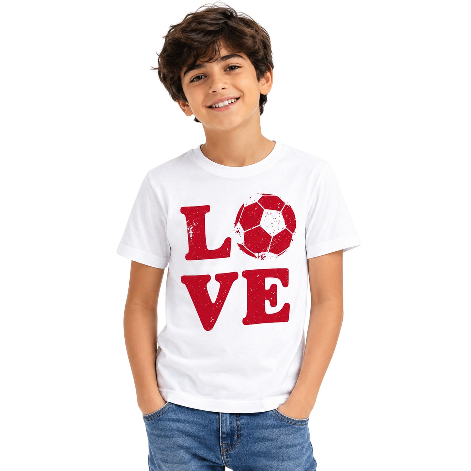 T-shirt de foot manches courtes motif/style Angleterre LOVE, GILDAN