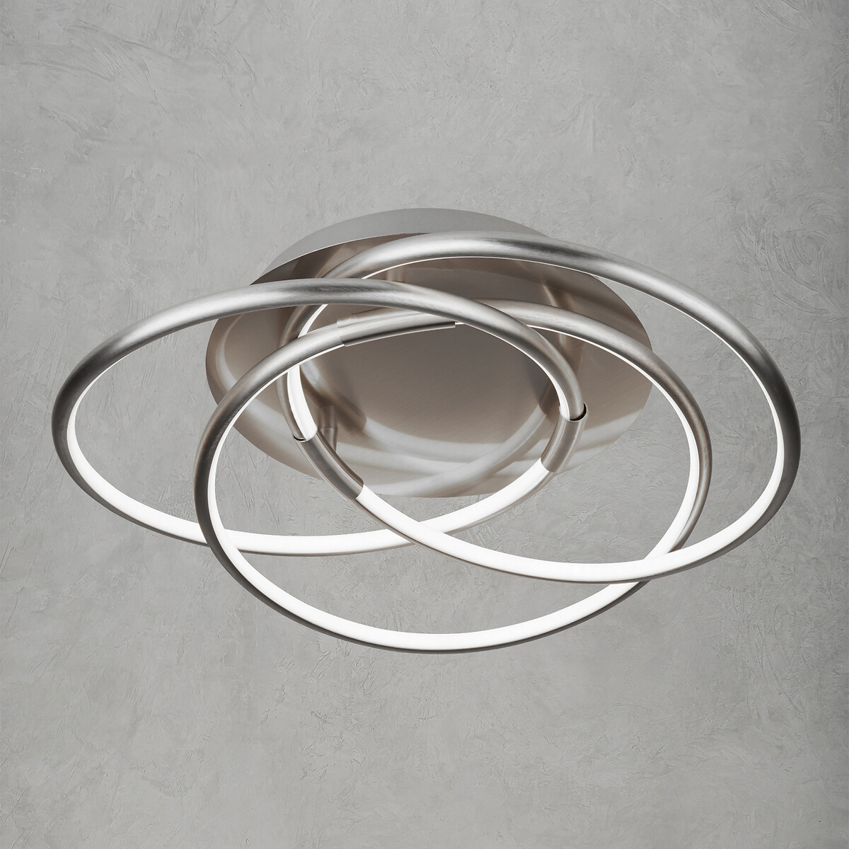 Mackay 3-Hoop Flush Ceiling Light in Satin Nickel, SO'HOME