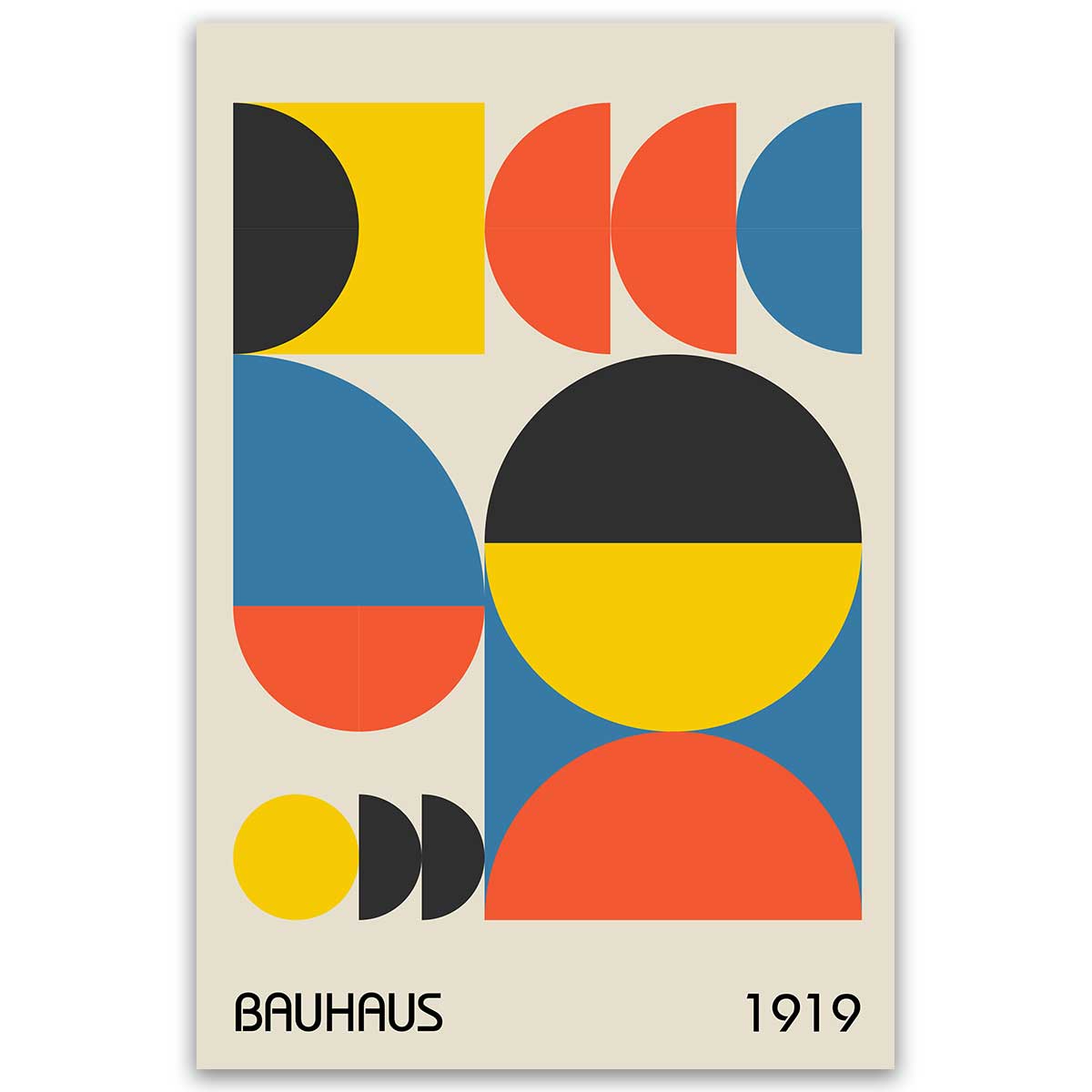 Tableau Bauhaus formes géométriques colorées, HEXOA