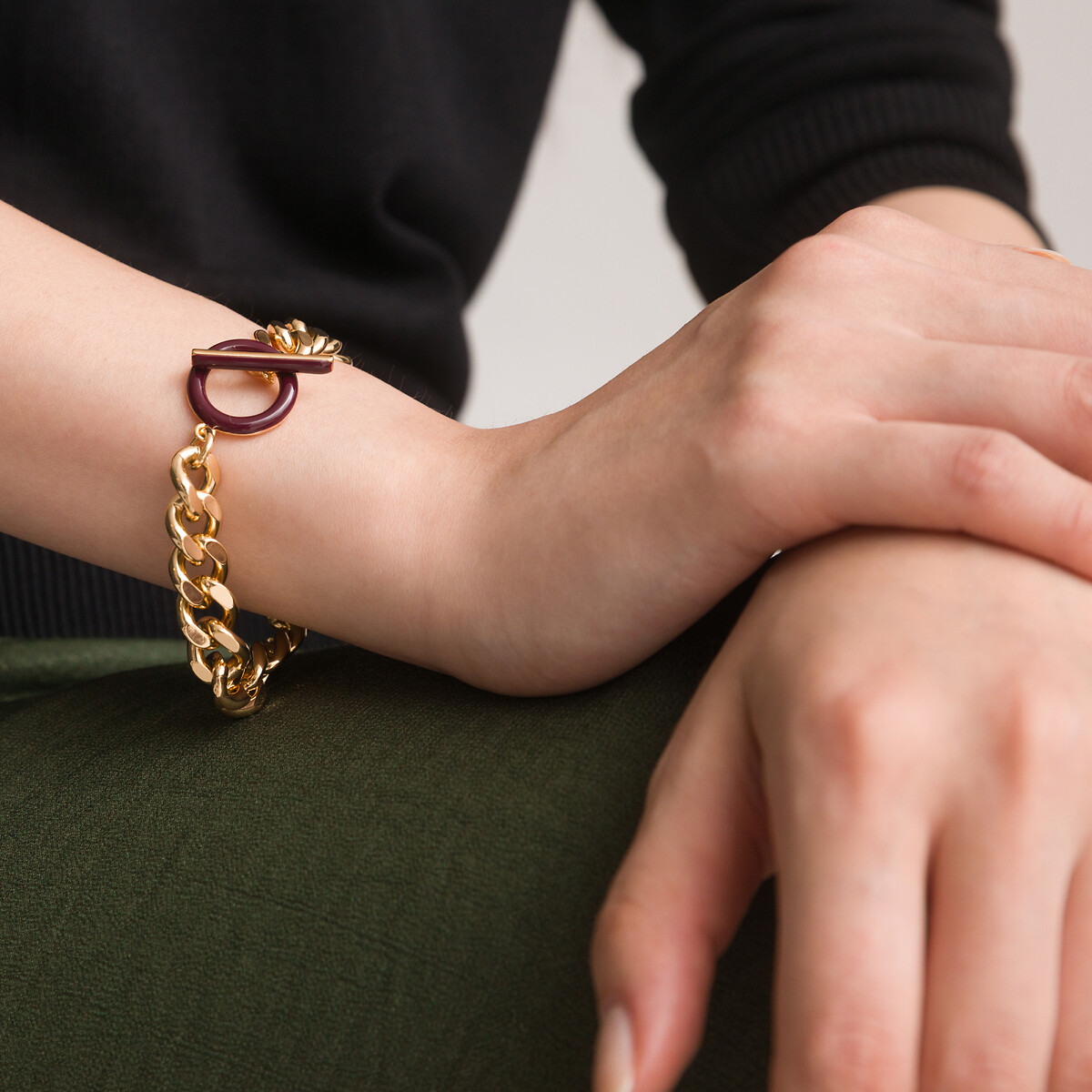 Bracelet fin lunette doré, bracelet femme original pompon miniature - Un  grand marché
