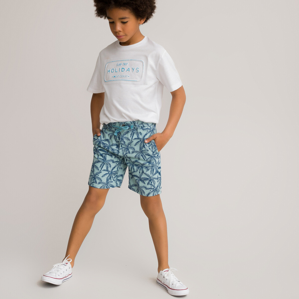 Bermudas con estampado de palmeras 3-14 años estampado azul grisaceo La  Redoute Collections | La Redoute