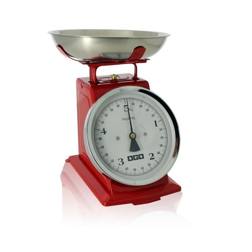 Balance de cuisine mécanique en inox rouge 5kg/20g rouge Ogo Living