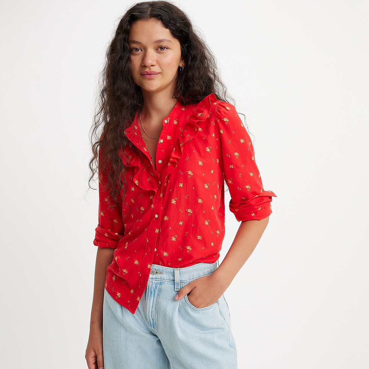 Image of Carina Floral Print Blouse in Linen Mix