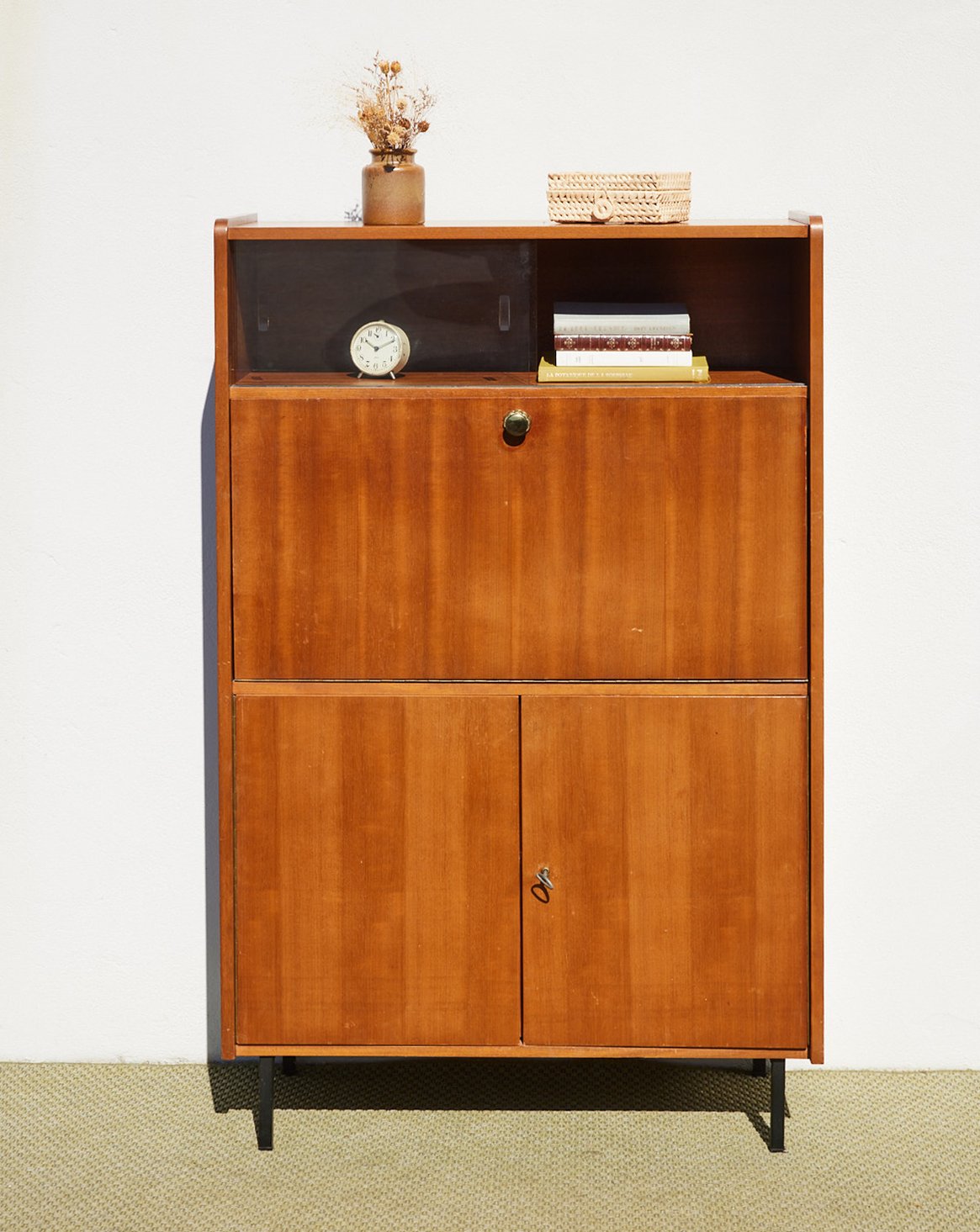 Vitrine vintage en bois Victoria N°1341 - Bon état, DEBONGOUT