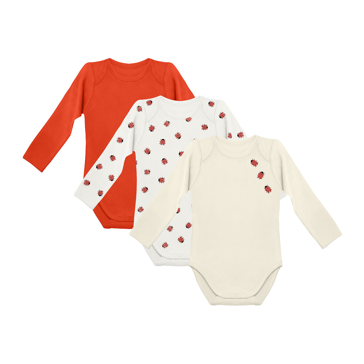 Pack of 3 Bodysuits in Cotton with Long Sleeves, 1 Month-2 Years