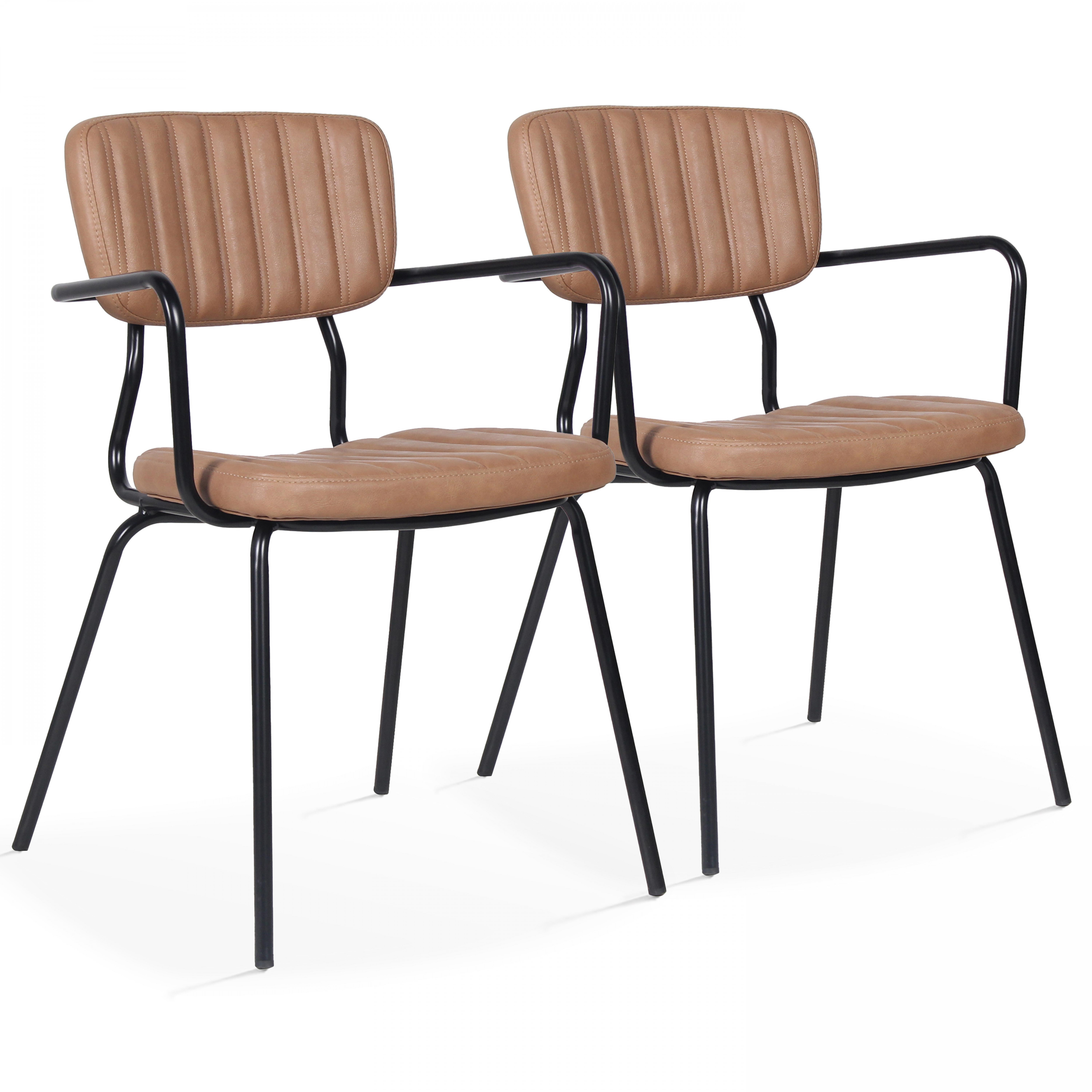 Lot de 2 chaises avec accoudoirs en textile enduit, YORK, OVIALA