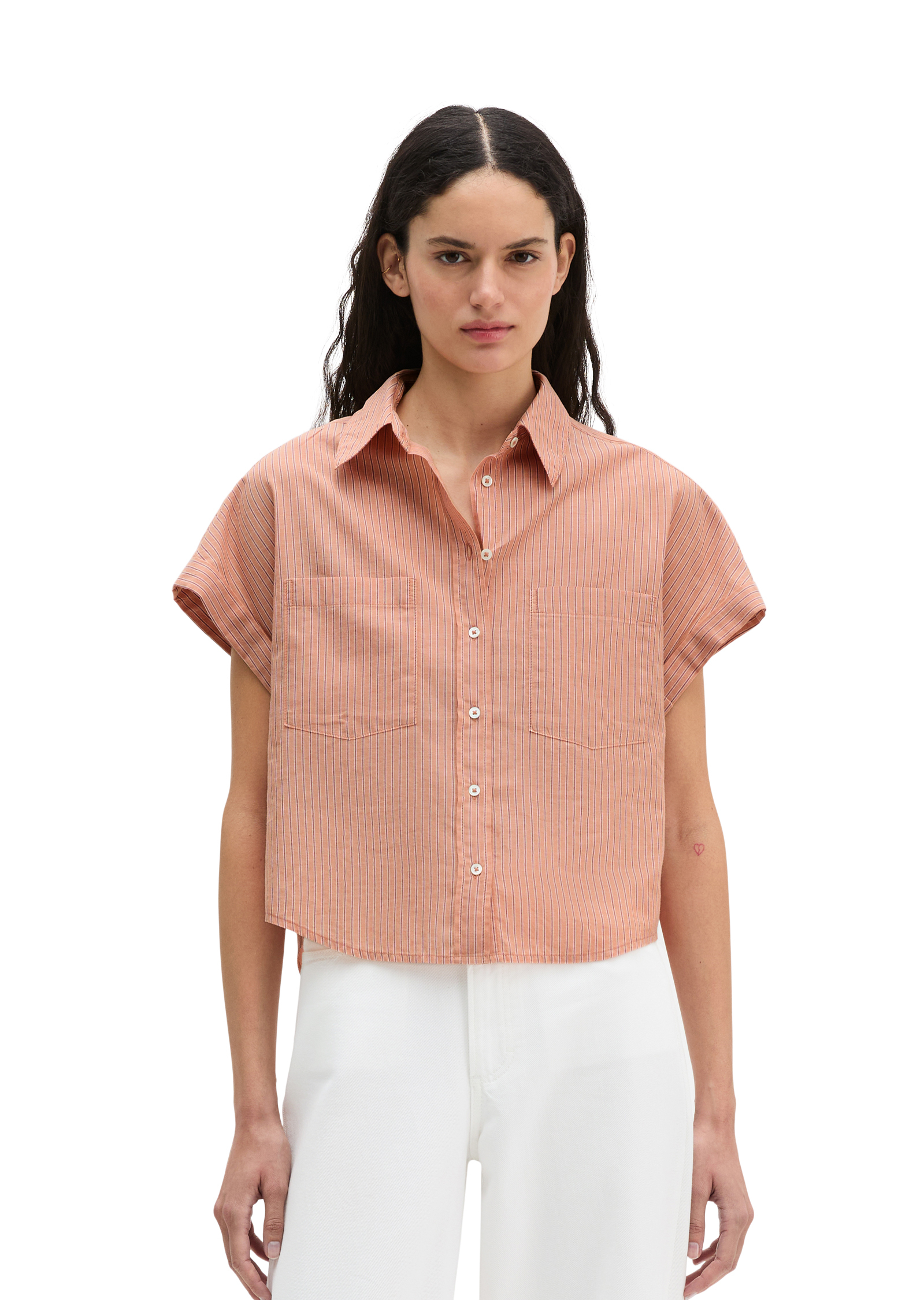 Blouse rayée relaxed en voile de coton, MARC O'POLO
