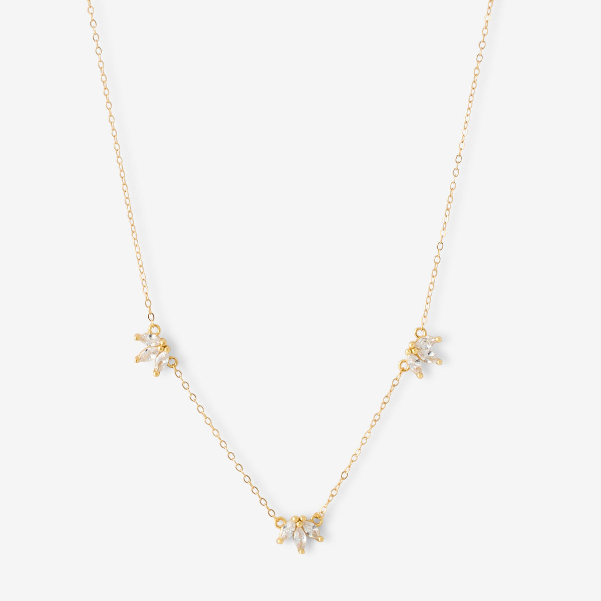 Collier pétales zirconium en argent garanti doré, BALABOOSTE