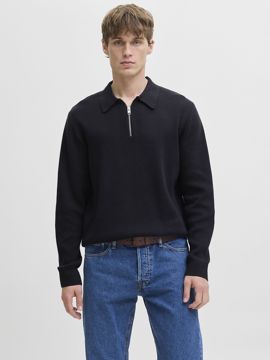 Jersey cuello polo, media cremallera, JACK & JONES