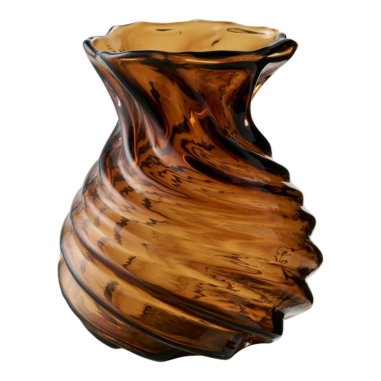 Vase design vintage en verre strié marron, PIER IMPORT