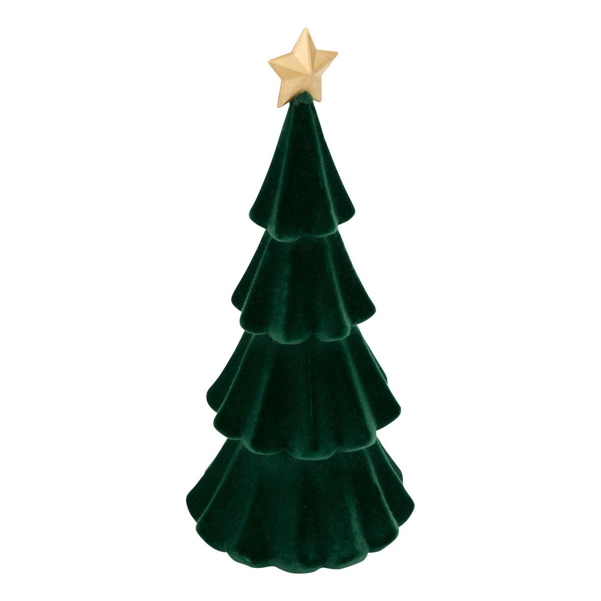 Sapin de Noël décoratif en velours vert H. 30 cm, FEERIC LIGHTS & CHRISTMAS