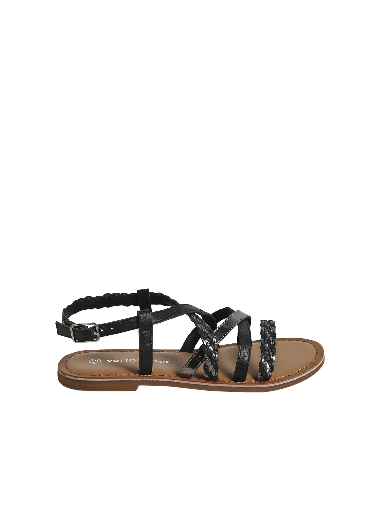 Sandales brides croisées cuir junior, VERTBAUDET