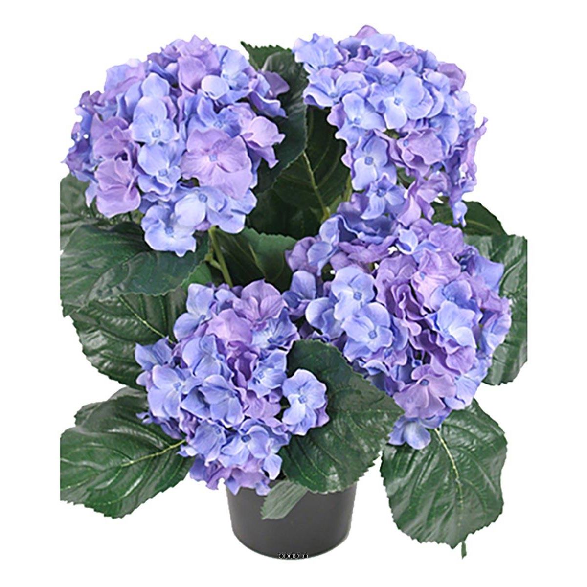 Hortensia en pot artificiel lesté h 40 cm Couleur bleu royal Artificielles