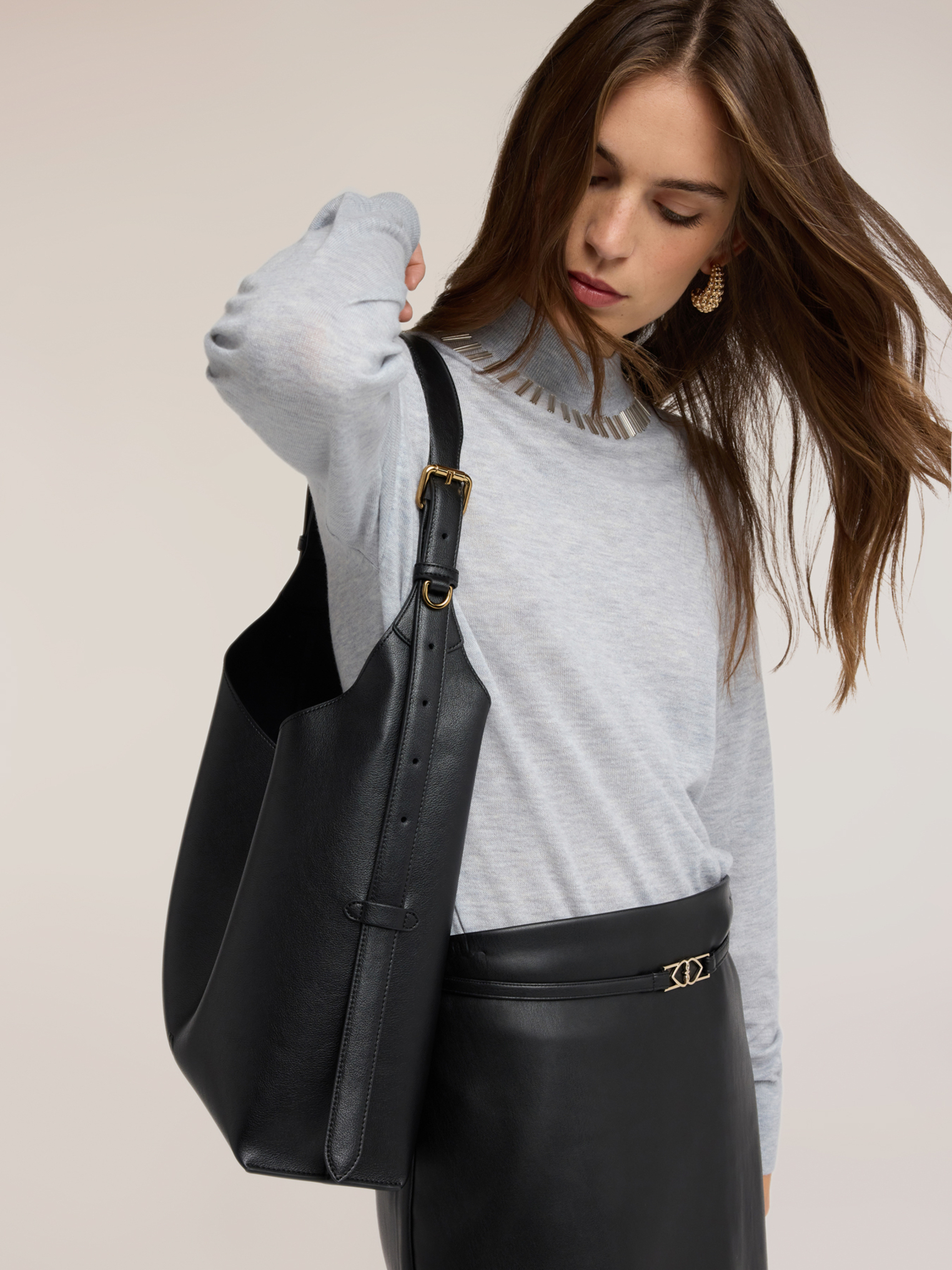 Sac bandoulière hobo avec anse réglable, MOTIVI