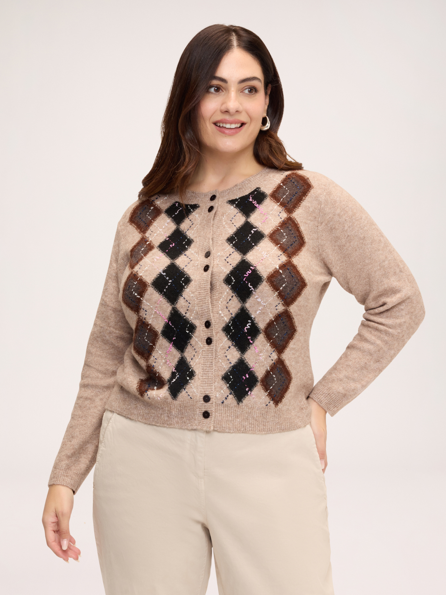 Cardigan à motif argyle, FIORELLA RUBINO