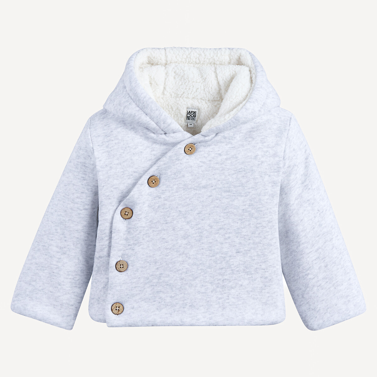 Sherpa-Lined Fleece Hooded Cardigan, LA REDOUTE COLLECTIONS