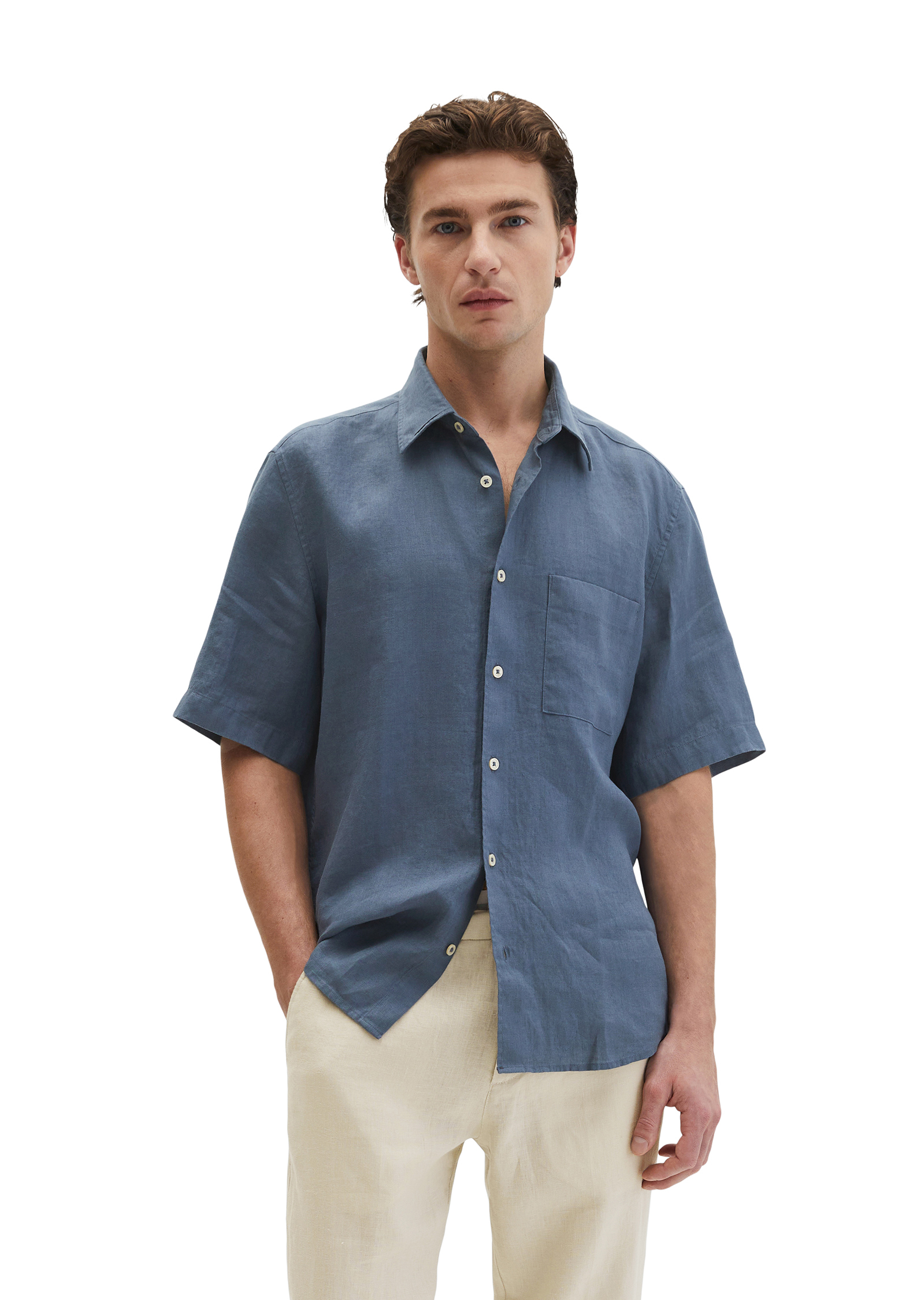 Chemise à manches courtes regular en pur lin, MARC O'POLO