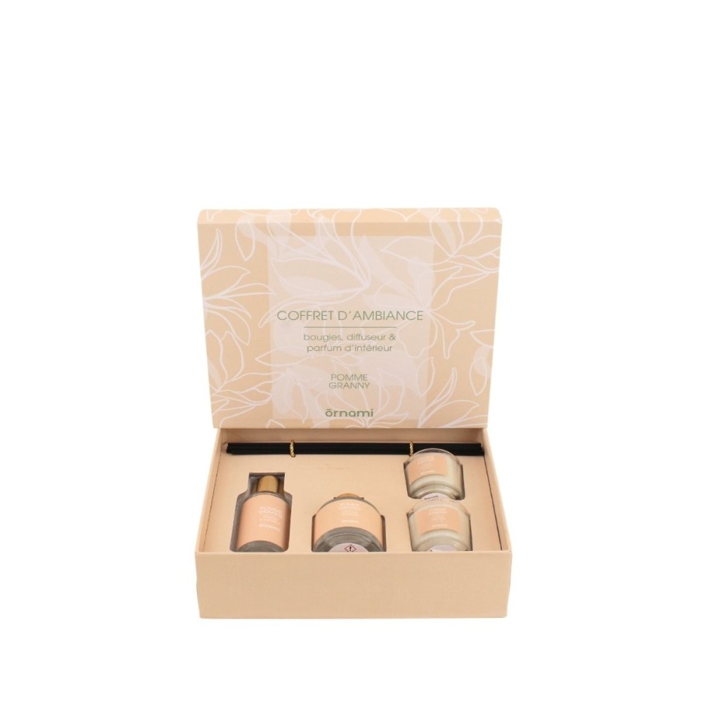 Coffret cadeau senteurs maison et 2 bougies parfumées, ORNAMI