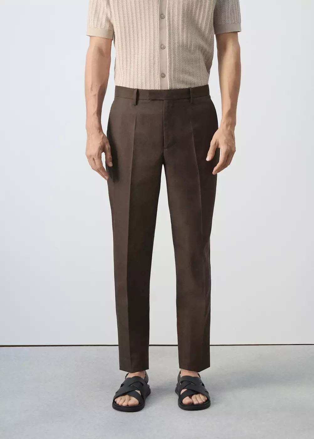 Pantalon de tailleur en mélange de lyocell et lin, MANGO MAN