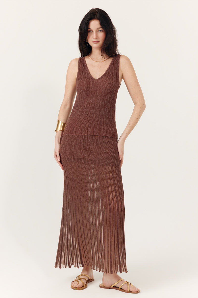Jupe longue en maille côtelée taille haute Azylis, ARTLOVE